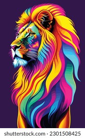 a lion rainbow abstract texture art concept vector illustration