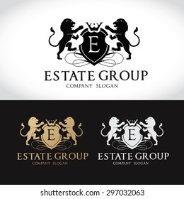 Lion Real Estate Luxury Crests Logo Template