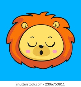 Lion Relieve Face Head Kawaii Sticker