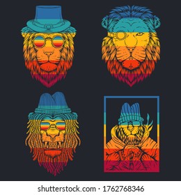 lion retro vector illustration for your company or brand
