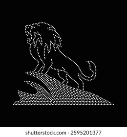 Lion Rhinestone T-shirt Design Vector Template 