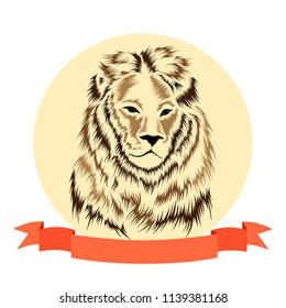 Lion with ribbon