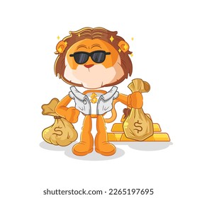 the lion rich character. cartoon mascot vector