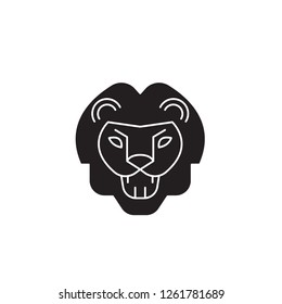 Lion roar black vector concept icon. Lion roar flat illustration, sign