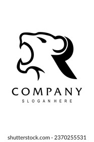  lion roar intial R vector logo design