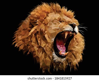 Lion roar low poly design art