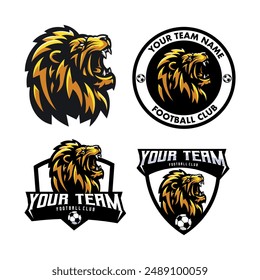 Lion Roar Mascot Logo Design for Team Soccer Football