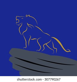 Lion roar on a cliff abstract vector art