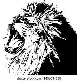 LIon roar vector hand drawing