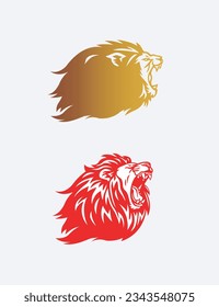 Lion Roar vector logo. 2 Lion heads.