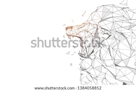 Lion Roaring from lines, triangles and particle style design. Illustration vector