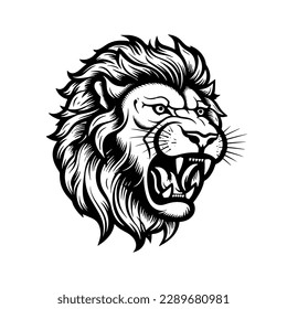 Lion roaring logo ,hand drawn vector illustration.