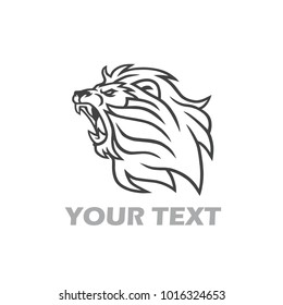 Lion Roaring Logo Line Art Design Template Vector Illustration