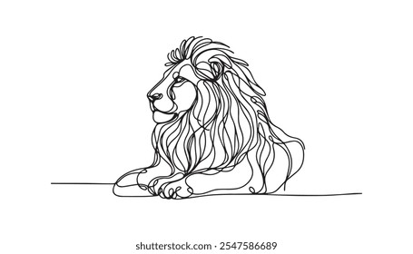 Roaring leão retrato lado face, estilo de desenho de arte de linha contínua, Design modelo linear estilo mínimo. Ilustração de design de vetor.