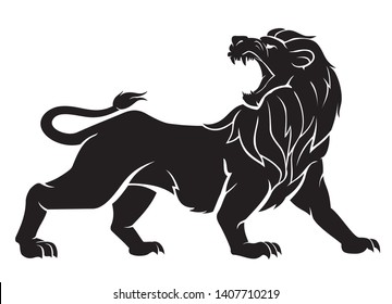 Lion Roaring Silhouette Full Length