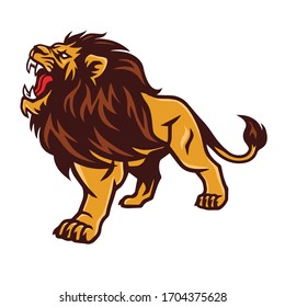 Lion Roaring Stand Esport Mascot Vector Icon Logo Template