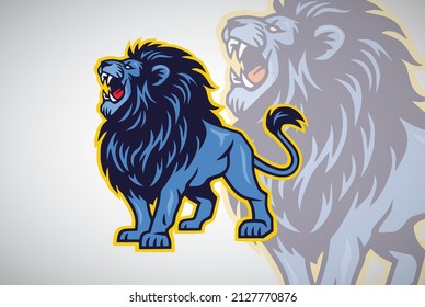 Lion Roaring Stand Stance Esports Sport Team Mascot Vector Logo Design Template