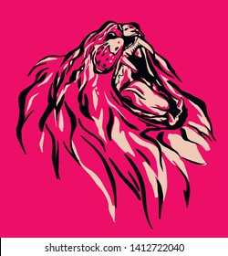 
lion roars vector illustration pop art poster