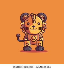 lion robot cartoon mascot character. vector illustration