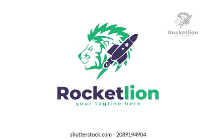 Lion rocket logo design. vector