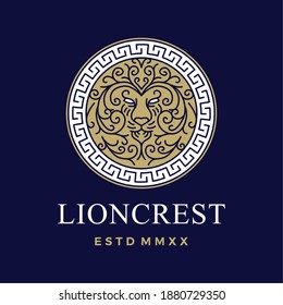 lion round seal crest logo vector icon illustration