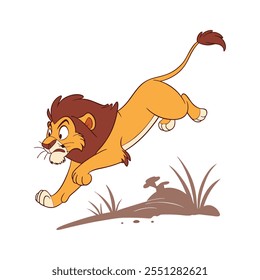 Lion run 2d illustration vector