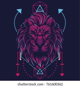 The Lion in sacred geometric style