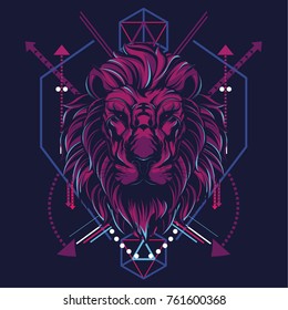The Lion in sacred geometric style