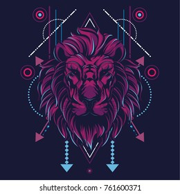 The Lion in sacred geometric style