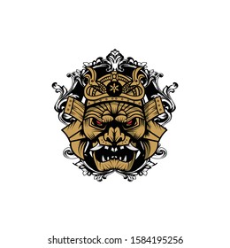 lion samurai vector design. lion design shirts