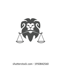 Lion with scale of attorney and law logo vector. Leo arc silhouette icon. Luxurious and professional brand business company. For justice consult police or politic, Apply to web site, ui application