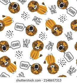 lion scandinavian pattern for kids