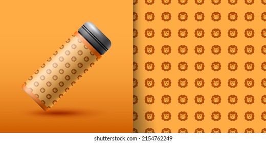 Lion seamless pattern with bottle
