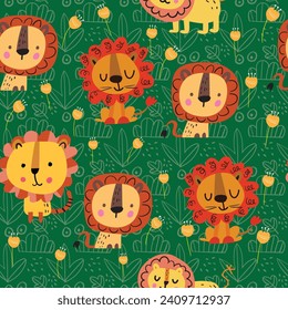 Lion seamless pattern  for children textile