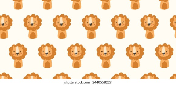 lion seamless pattern. Cute colored lion for baby, baby clothes. Children's pattern


