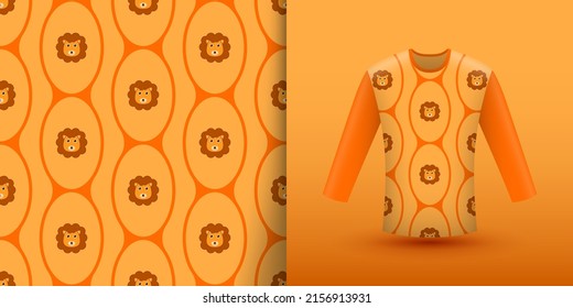 Lion seamless pattern with shirt