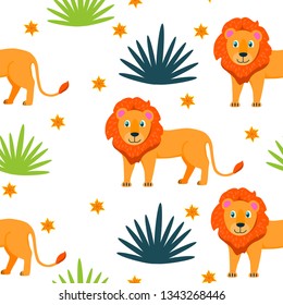 lion seamless pattern vector illustration