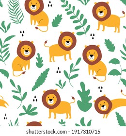 Lion seamless vector illustration for a t-shirt design. Vector illustration design for fashion fabrics, textile graphics, prints.	