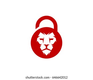 Lion Security Lock Icon Logo Design Element