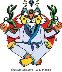 lion sensei martial arts sitting in lotus position