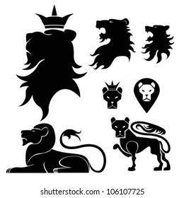 Lion Set Heraldry