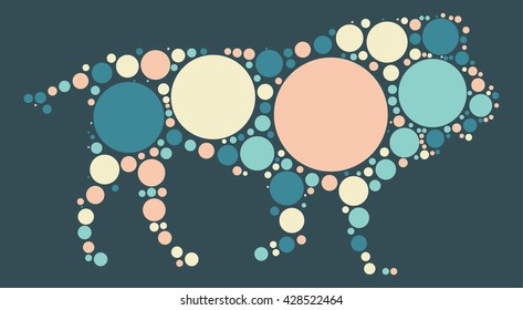 lion shape design by color point