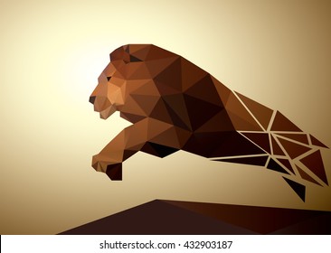 Lion shape, logo polygonal geometric, pattern design. Vector illustration. 