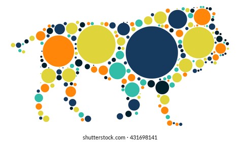 lion shape vector design by color point