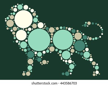 lion shape vector design by color point