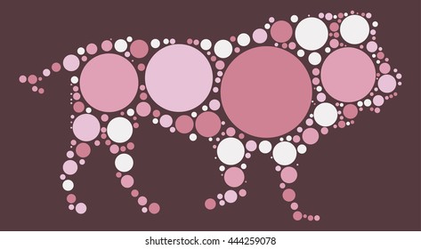 lion shape vector design by color point