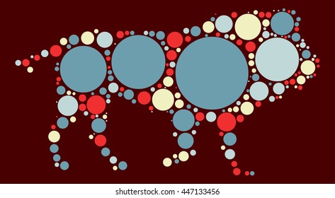 lion shape vector design by color point