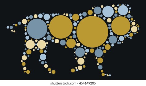lion shape vector design by color point