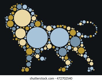 lion shape vector design by color point