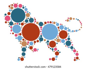 lion shape vector design by color point